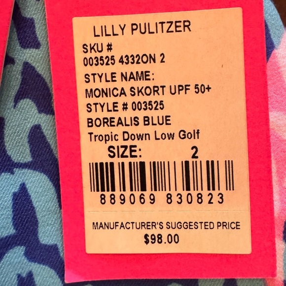LILLY PULITZER Monica Skort Borealis Blue Tropic Down Low Golf Skort NWT Size 2 - Picture 9 of 12
